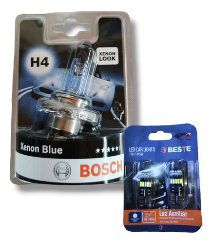 Ampolleta H4 Xenon Blue Bosch + Ampolleta T10 Led