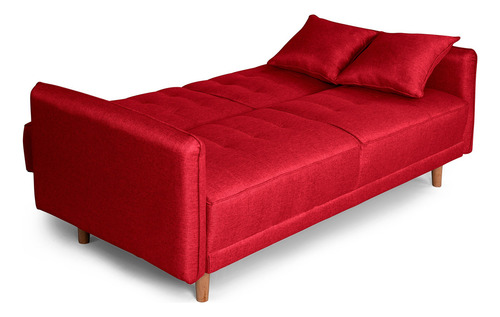 Sofá Cama Prince Makora Beehive De Lino Color Rojo