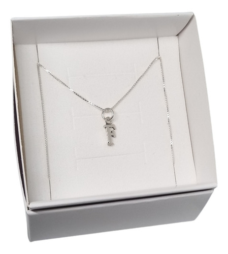 Cadena Con Mini Dije Letra Inicial F De Plata 925 Color Plateado