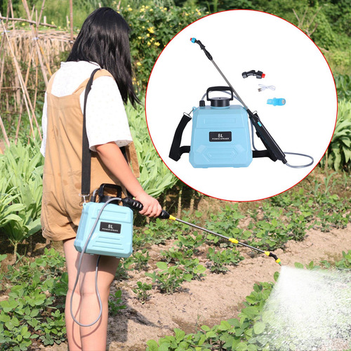 Rociador Eléctrico Para Césped Y Jardín Con 8 Litros Azul
