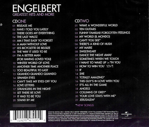 Cd Doble Engelbert Humperdinck / Greatest Hits (2007) Eur