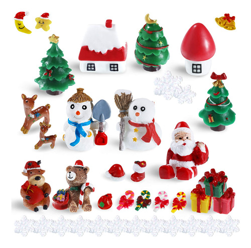 Kit De 50 Piezas De Adornos De Navidad En Miniatura, Mini Mu