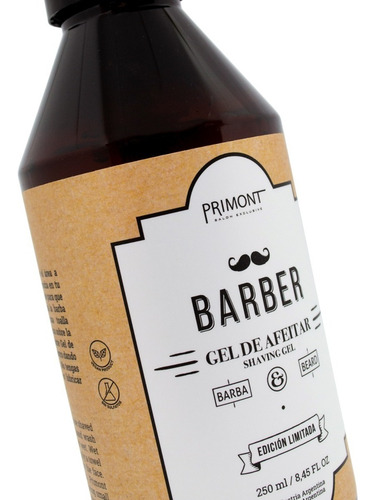 Primont Barber Gel De Afeitar Barbería Vegano Barba X 250ml