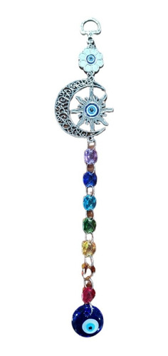 Amuleto Colgante Pared Protección Luna 7 Chakras Ojo Turco