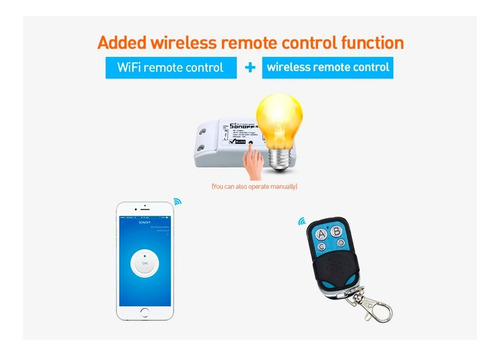 Imagen 6 de 7 de Sonoff Rf 433mhz Wifi Switch On/ Off + Control Remoto Rf