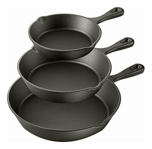 Megachef Skillet Trio Juego De Sartenes De Hierro Fundido