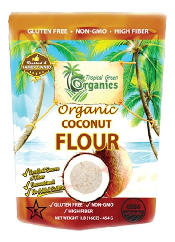 Tropical Green Coconut Flour Harina De Coco Organica 454gr