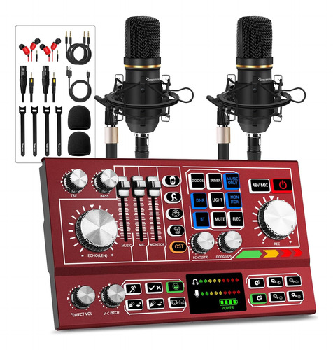 Paquete De Equipo De Podcast Para 2, Mezclador De Dj Con Int