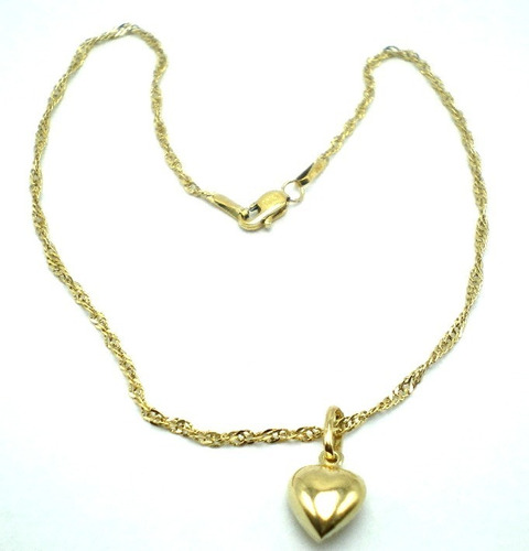 Pulsera/tobillera De Oro 18 Kt Y Dije Corazon