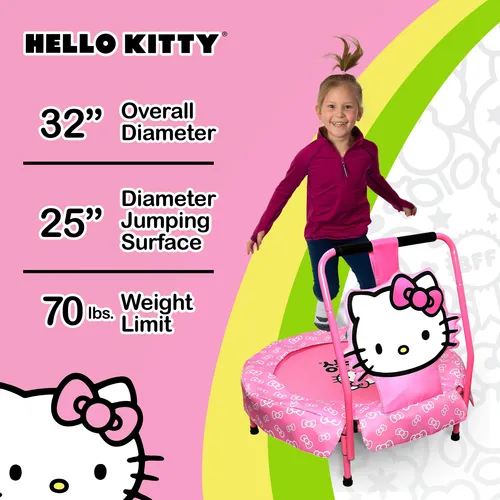 Hello Kitty - Mini Trampoln Para Nios Pequeos Con Asa, Tapet