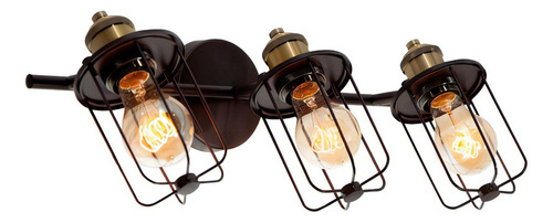 Lámpara De Pared Negro Oscuro Vanity De Baño 40w T45 3 Luces