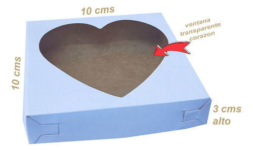 25 Cajas Blancas Con Ventana Corazon 10x10x3 Cms 1948 Blanca Ventana Corazon