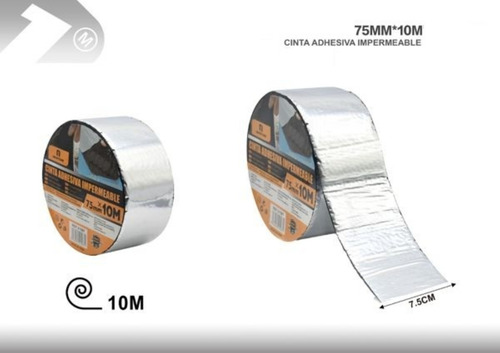 Cinta Impermeable Adhesiva 10m X 7.5cm Sella Fugas Multiusos Gris Impermeable