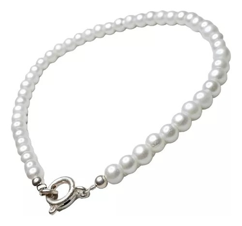 Pulsera Plata 925 Perlas 4mm Pp435 Reina