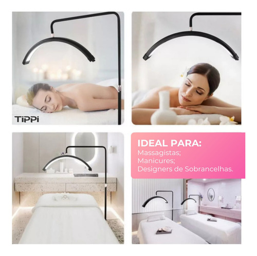 Ring Light Led Meia Lua Lunar Estética Maquiagem Cílios Sobrancelha Dimerizado Com Controle Remoto Bivolt Tippi