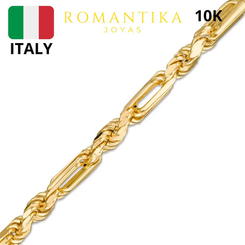 Cadena Milano Figaro Torzal Oro 10k 65cm 8mm Italiano