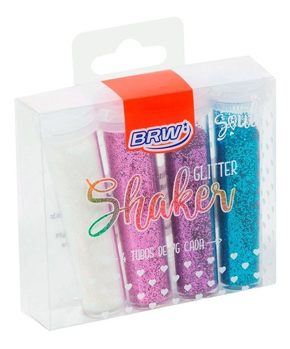 Brillantina Glitter En Tubo Blíster X4 Colores 7g Marca Brw