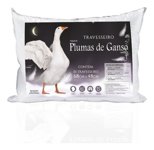 Travesseiro Penas De Ganso Plumas De Ganso Daune 1 Unidade Cor Branco