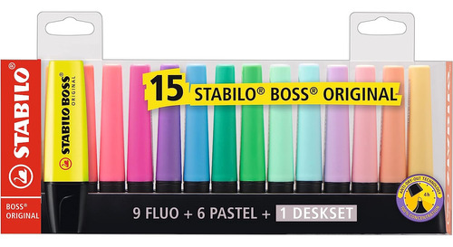 Resaltadores De Colores Fluo Y Pastel Stabilo X15 Unidades