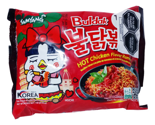 Pack Fideos Ramen Samyang Buldak Sabor Pollo Picante 4u