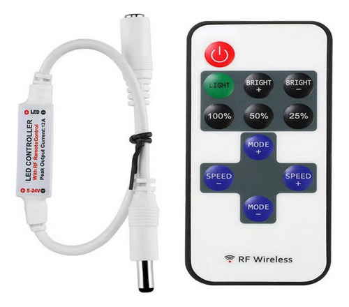 Dimmer Rf C/ Controle Remoto Sem Fio P/ Fita Led 2 Vias