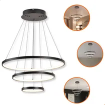 Comprar Lustre 3 Arcos Anéis De Cristal Dourado Luxo Bivolt Cabo 3m