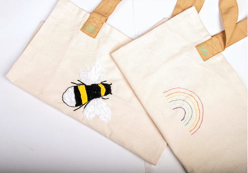 Imagen 4 de 4 de Tote Bag Bordado Artesanal Bolso Ecológico 40 X 40 Cm