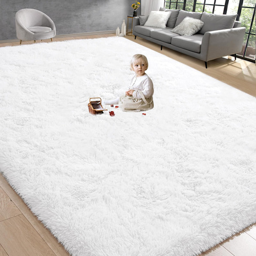 Alfombra Blanca Para Sala De Estar, Super Grande De 6 X 9 Pi