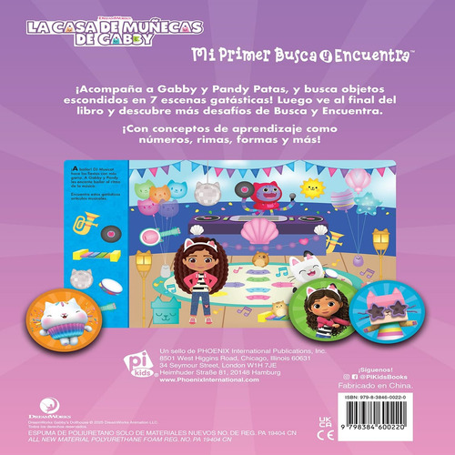 Mi Primer Busca Y Encuentra: Libro De Actividad Con 40 Stickers: La Casa De Muñecas De Gabby's Dollhouse, De Pi Kids., Vol. 1. Editorial Phoenix International Publications, Tapa Dura En Español, 2025