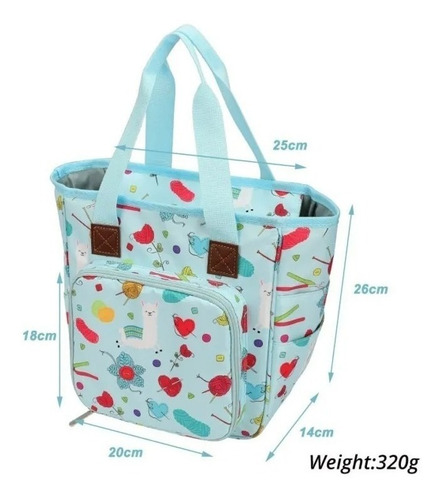 Imagen 2 de 3 de Bolso Porta Tejido Lana Palillos Crochet Tipo Cartera Grande