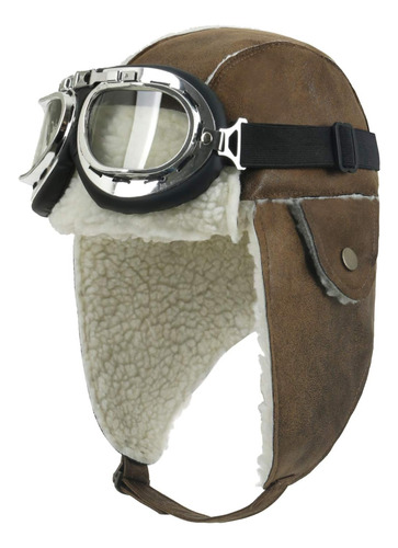 Sombrero Tipo Aviador Invierno Medium Blanco, Marrón Claro
