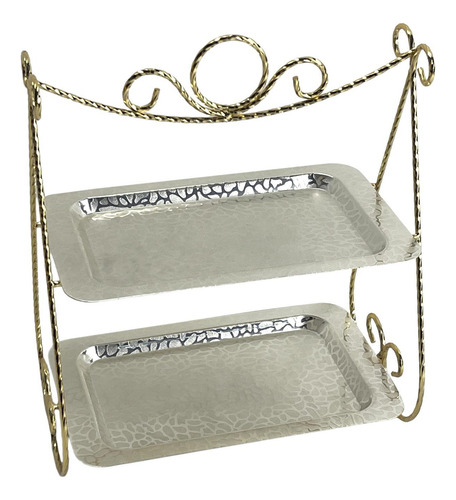 Soporte Para Pasteles De 2 Niveles, Plato De Dorado