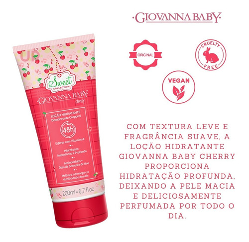Giovanna Baby Cherry Body Splash, Deo Colonia E Loção Hidratante