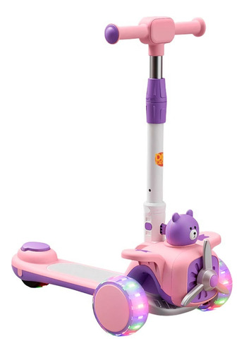Patinete Aviãozinho Feliz Infantil 3 Rodas Dobrável Com Luz