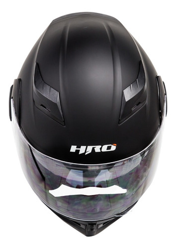 Imagen 3 de 6 de Casco Moto Abatible Hro 3400dv Negro Luz Stop Mica Transpare