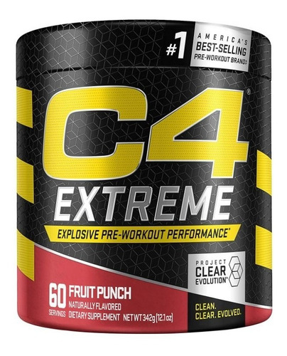 C4 Extreme Energy 60 Serv Pre Entrenador Xtreme Cellucor Org Sabor Ponche De Frutas