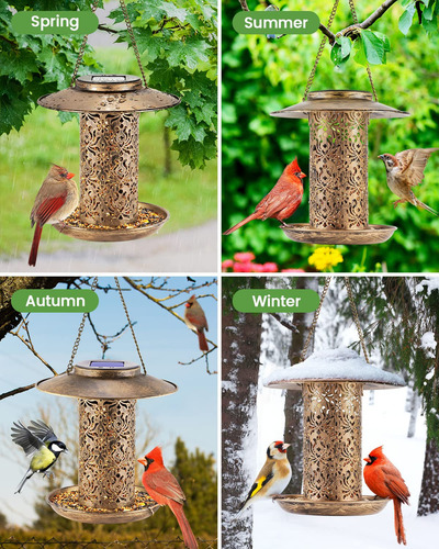 Alimentadores Solares Para Pájaros 2022 Mejorados Para Exteriores De Metal Para Colgar Al Aire Libre, Comederos De Pájaros Silvestres Como Ideas De Para Los Amantes De Los Pájaros, Jardín