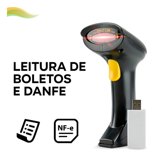 Leitor De Código De Barras Sem Fio Bateria Alta Autonomia