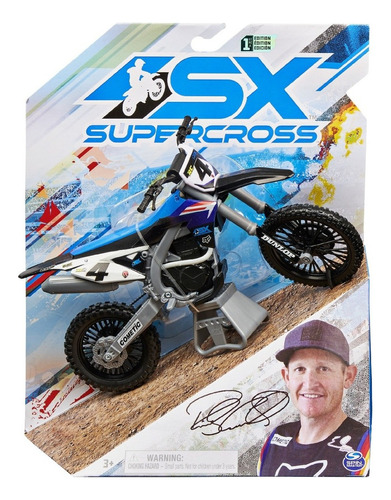 Brinquedo Miniatura Moto Supercross 4 Ricky Carmichael 2641 Cor Azul