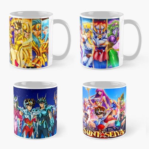 Colección (4) Tazas De Los Caballeros Del Zodiaco Mug Anime