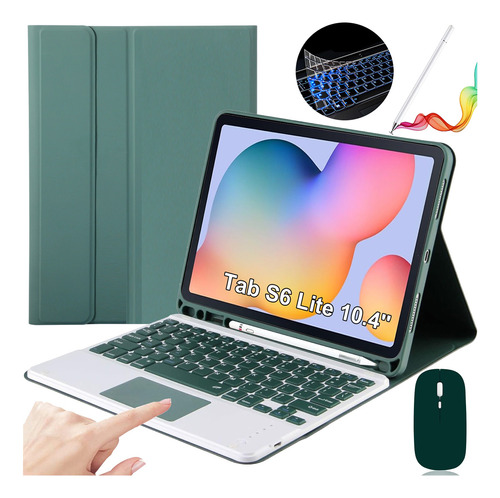 Funda C/teclado Mouse Lapiz P/galaxy Tab S6 Lite 10.4 Verde