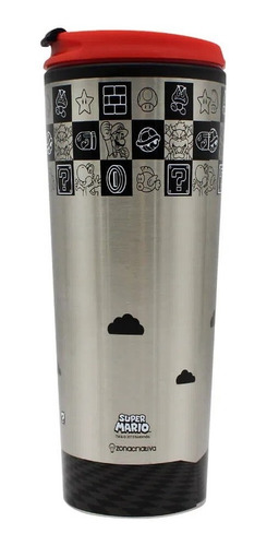 Copo Para Viagem Com Tampa Nintendo Super Mario Black 450ml