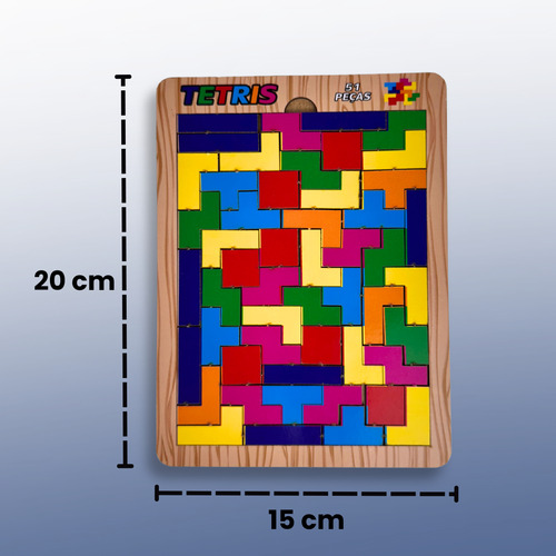 Mini Tetris Encaixe Inteligente Jogo Raciocínio 51 Pcs Mdf