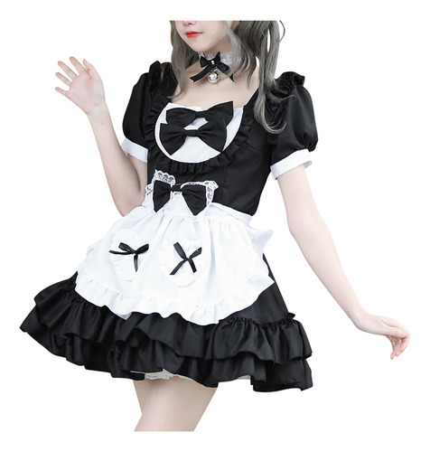 Vestido French Maid Pure Maid Uniforme Traje De Manga Corta