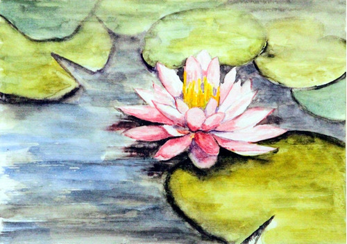 Quadro Decorativo Aquarela - Lotus - Cópia Fotográfica