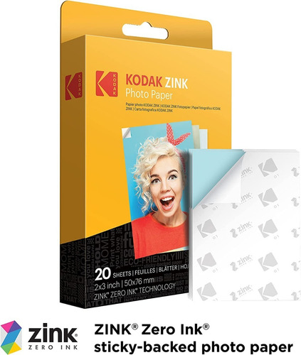 Imagen 2 de 9 de Papel Fotografico Kodak Zink 2x3 / 20 Unidades