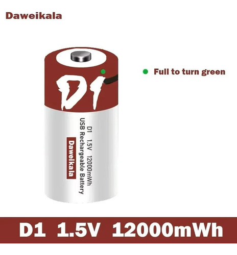 Pack 2 Pilas Tipo D Recargable Usb Para Boiler De Paso