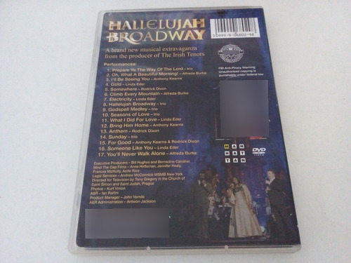Hallelujah Broadway (irish Tenors) Alfreda Burke - Dvd (Usado)