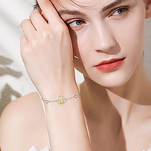Jerwli Pulsera De Pato De Plata De Ley Con Eslabones De Pato