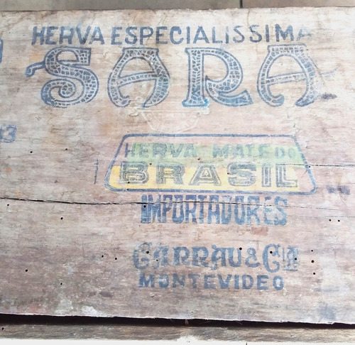 Cajón Antiguo De Yerba Sara  Del Año 1943 Importador Carrau